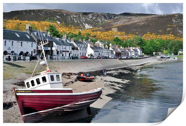 Fishing Boat in the Ullapool Harbour, Scotland Print by Arterra 