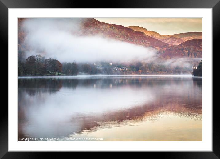 Early Morning Mist over Grasmere Lake Framed Mounted Print by Heidi Stewart