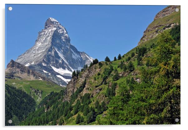 Matterhorn Mountain in Wallis, Switzerland Acrylic by Arterra 