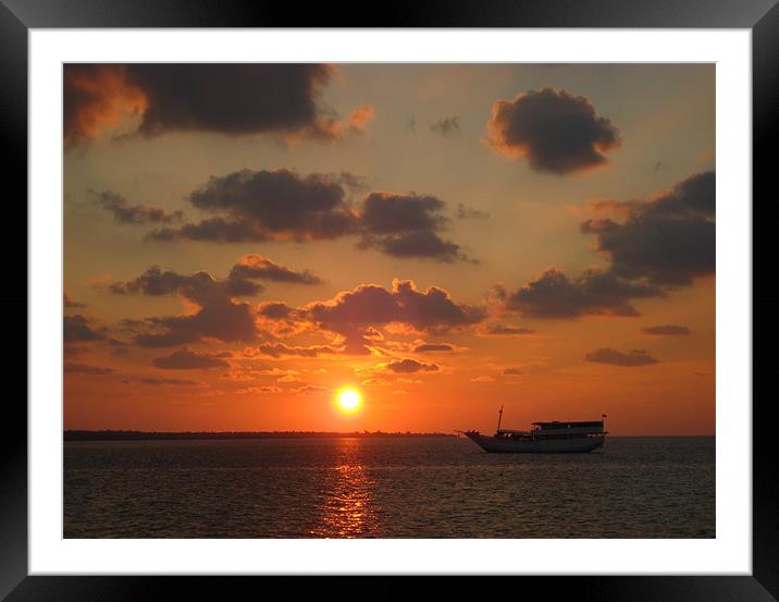 Indonesian sunset Framed Mounted Print by Richie Miles