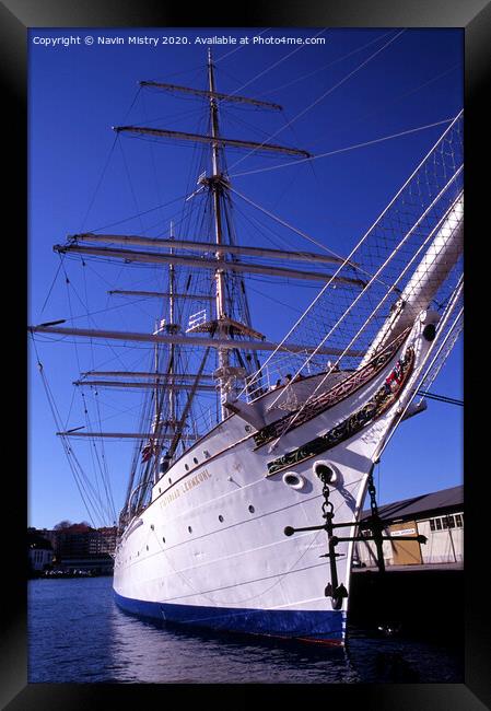 The Sail Training Ship Statsraad Lehmkuhl, in Bergen, Norway Framed Print by Navin Mistry