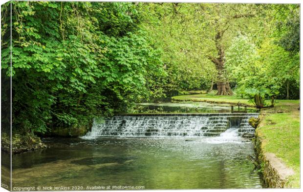 River Eye running through Lower Slaughter Cotswold Canvas Print by Nick Jenkins