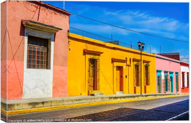 Colorful Mexican Orange Red Yellow Street Oaxaca Juarez Mexico Canvas Print by William Perry