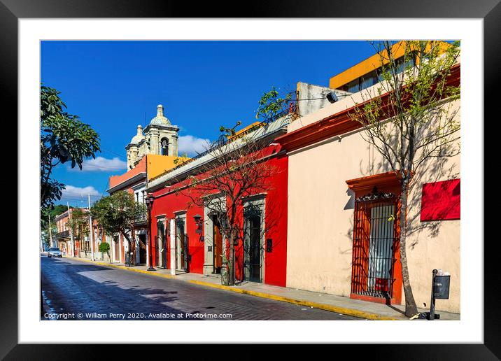 Colorful Mexican Orange Red Yellow Street Oaxaca Juarez Mexico Framed Mounted Print by William Perry