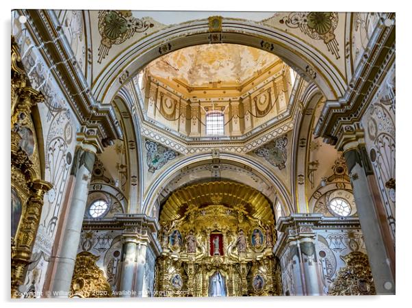 Golden Altarpiece Dome San Felipe Neri Church Oaxaca Mexico Acrylic by William Perry