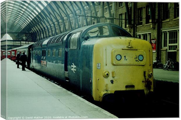 A Deltic at King's Cross Canvas Print by David Mather