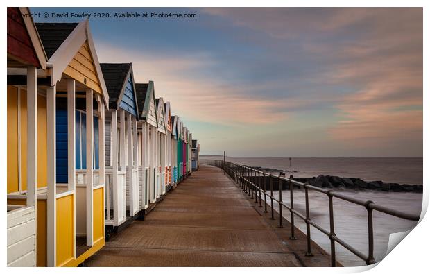 Southwold Beach Huts at Dawn Print by David Powley