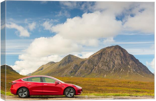 Tesla Road Trip Canvas Print by Tommy Dickson