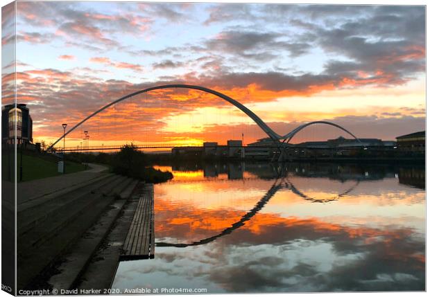 Infinity Bridge, Stockton on Tees, Sunrise Canvas Print by David Harker