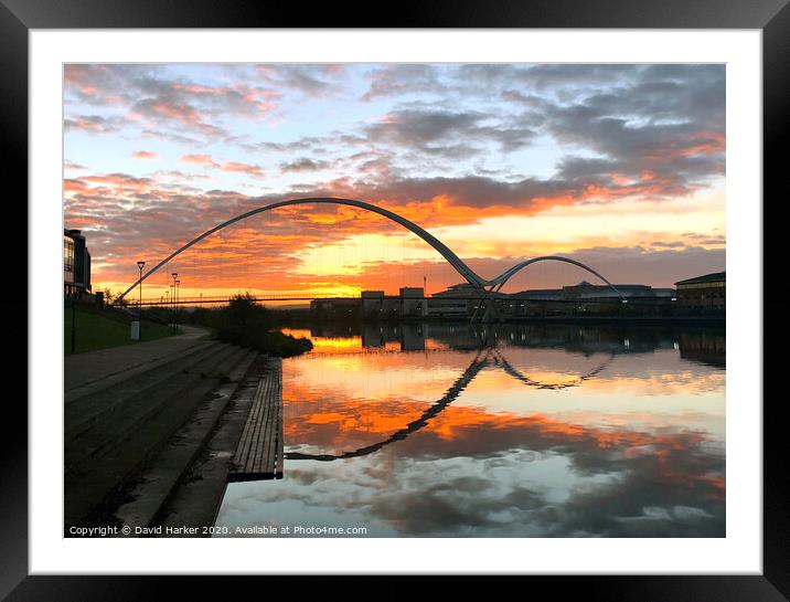 Infinity Bridge, Stockton on Tees, Sunrise Framed Mounted Print by David Harker