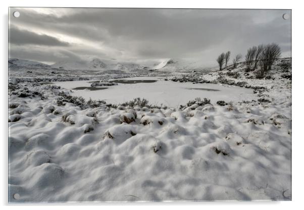  Frozen Loch on Rannoch Moor in Winter Acrylic by Derek Beattie