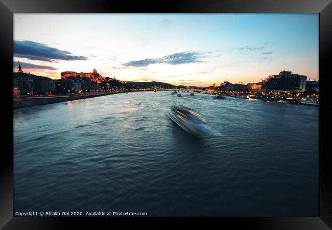 Budapest Danube sunset Framed Print by Efraim Gal