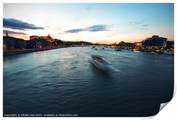 Budapest Danube sunset Print by Efraim Gal