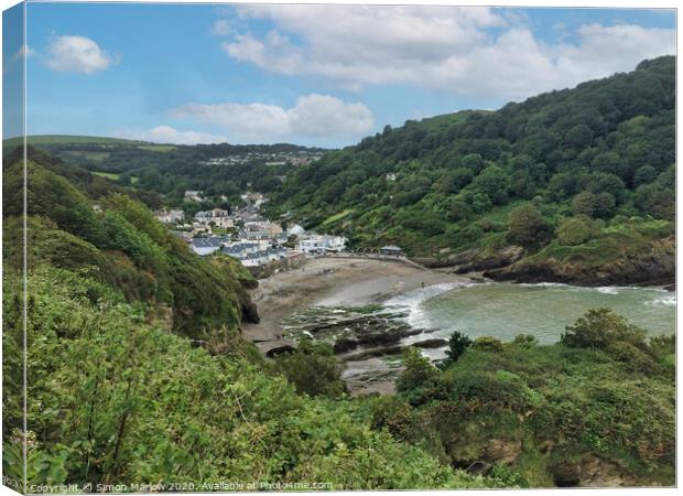 Overlooking Hope Cove in Devon Canvas Print by Simon Marlow