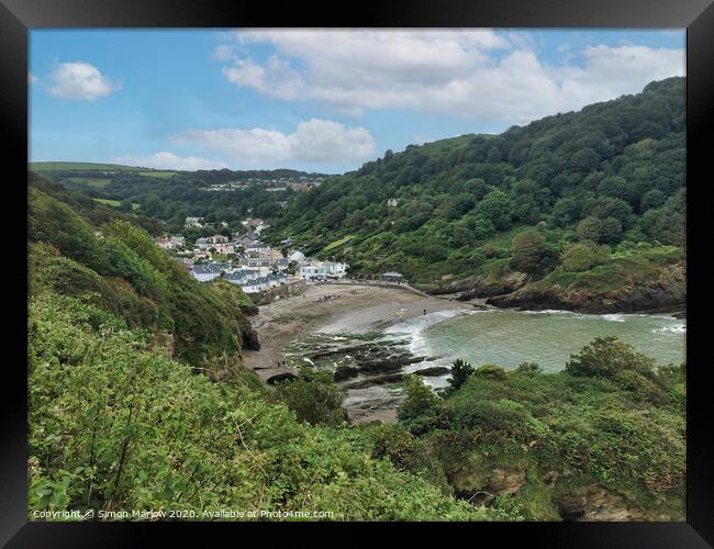 Overlooking Hope Cove in Devon Framed Print by Simon Marlow