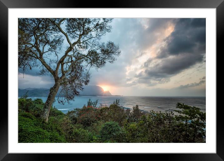 Sunset Over Hanalei Bay from St Regis Framed Mounted Print by Belinda Greb