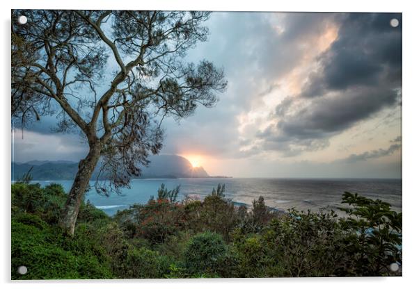 Sunset Over Hanalei Bay from St Regis Acrylic by Belinda Greb