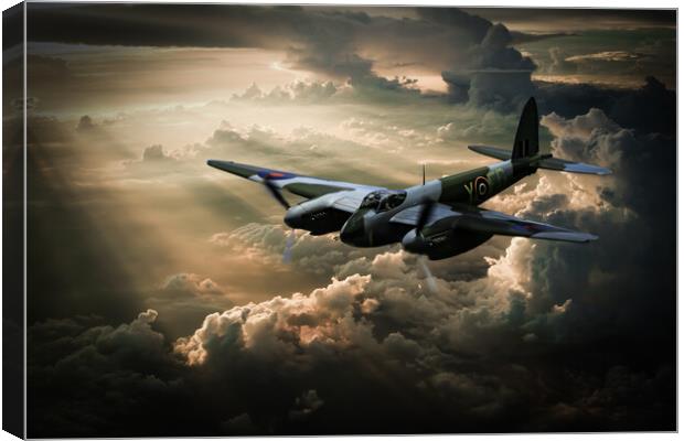 Sunset Salute: Mosquito's Skyward Homage Canvas Print by David Tyrer