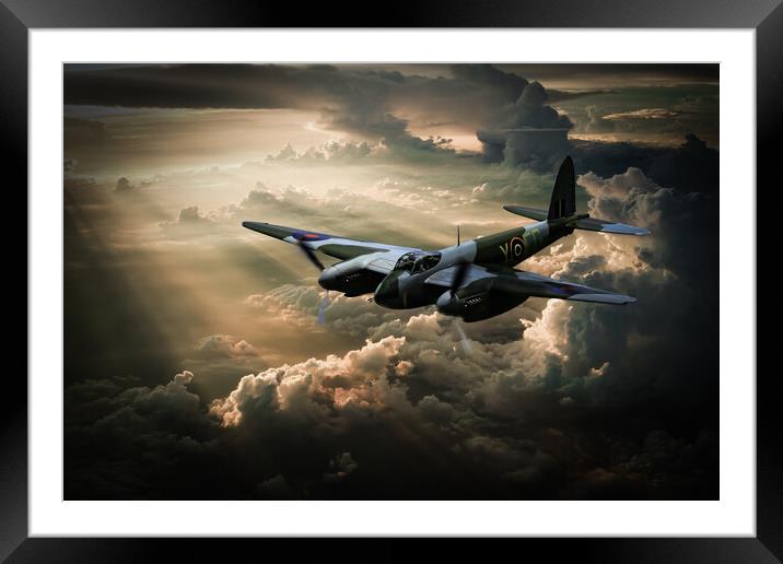 Sunset Salute: Mosquito's Skyward Homage Framed Mounted Print by David Tyrer