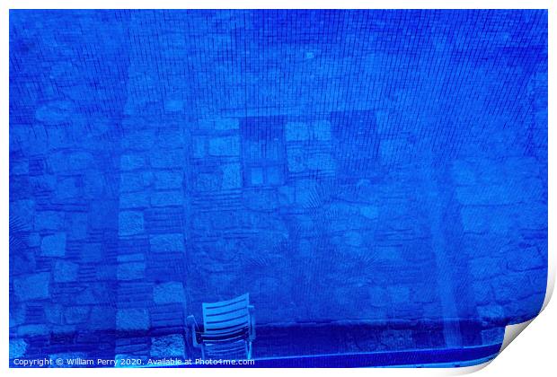 Blue Water Reflection Abstract Background Oaxaca Mexico Print by William Perry