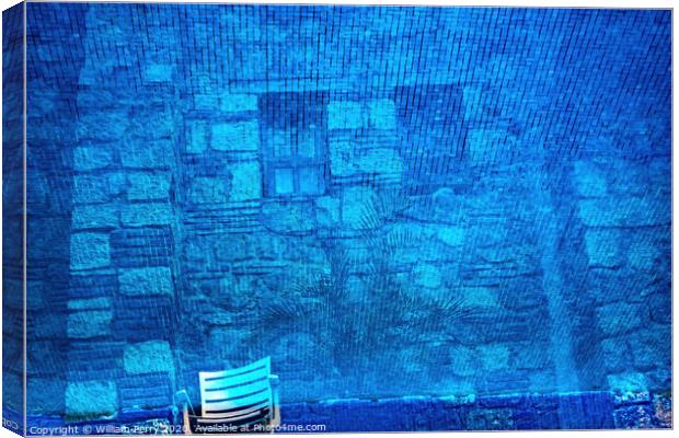 Blue Water Reflection Abstract Background Mexican Building Oaxaca Mexico Canvas Print by William Perry