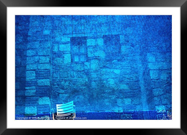 Blue Water Reflection Abstract Background Mexican Building Oaxaca Mexico Framed Mounted Print by William Perry