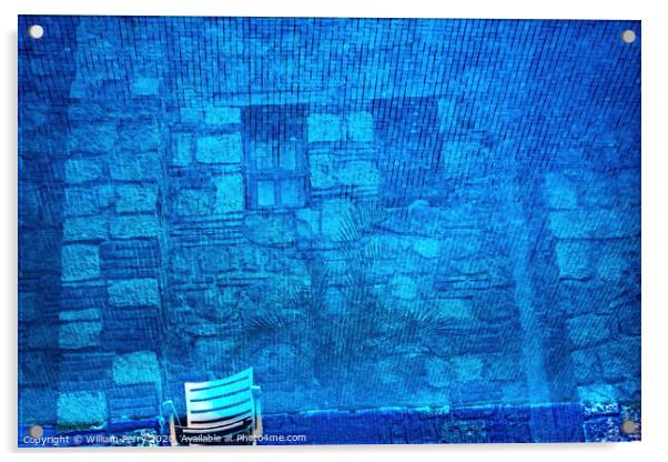 Blue Water Reflection Abstract Background Mexican Building Oaxaca Mexico Acrylic by William Perry