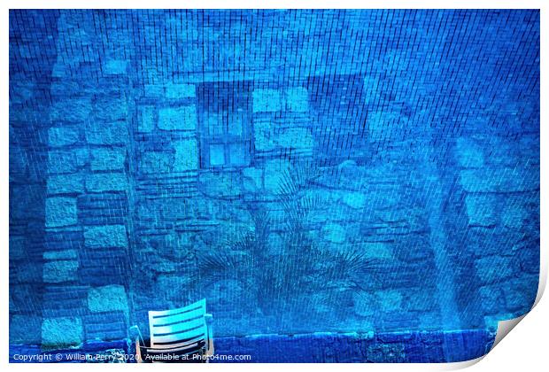 Blue Water Reflection Abstract Background Mexican Building Oaxaca Mexico Print by William Perry