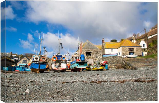 Mullion Cove, Cornwall, or Porth Mellin  Canvas Print by Holly Burgess