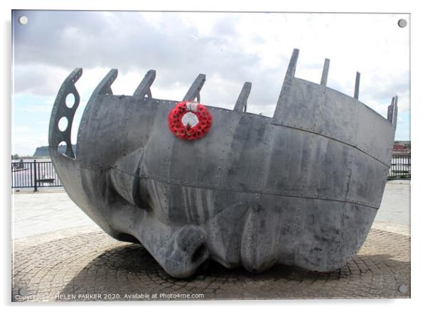Cardiff Bay Merchant Seafarer War Memorial Acrylic by HELEN PARKER