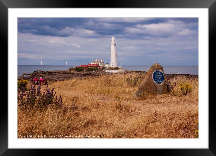 St Marys Lighthouse, on a tiny island of St Marys,  Framed Mounted Print by Holly Burgess
