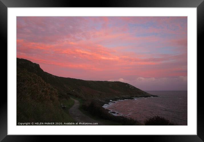 Caswell Bay Sunset Framed Mounted Print by HELEN PARKER