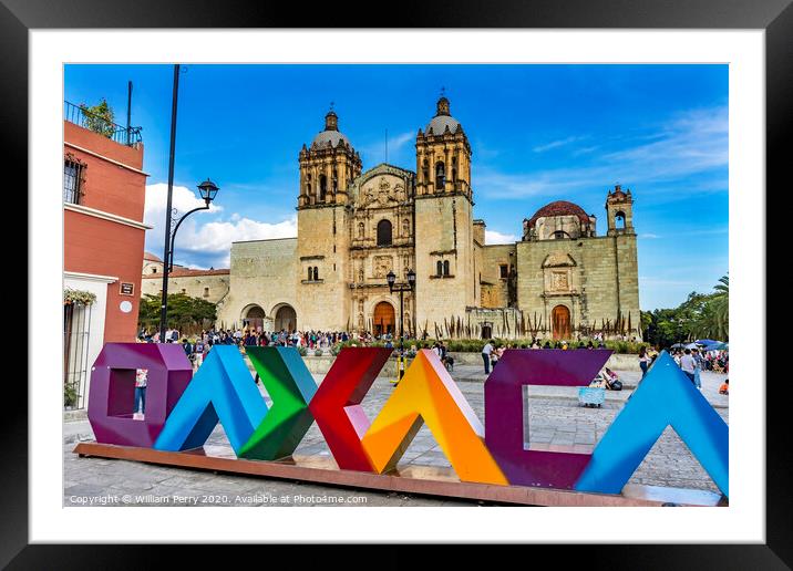 Santo Domingo de Guzman Facade Church Oaxaca Mexico Framed Mounted Print by William Perry
