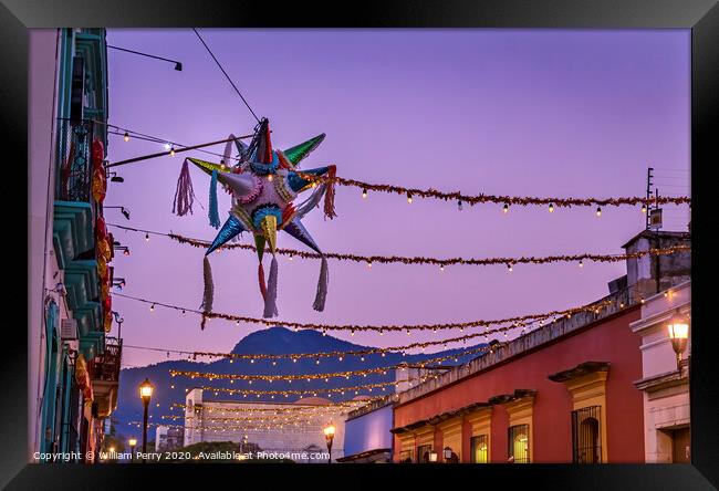 Colorful Mexican Pinata Street Oaxaca Juarez Mexico Framed Print by William Perry