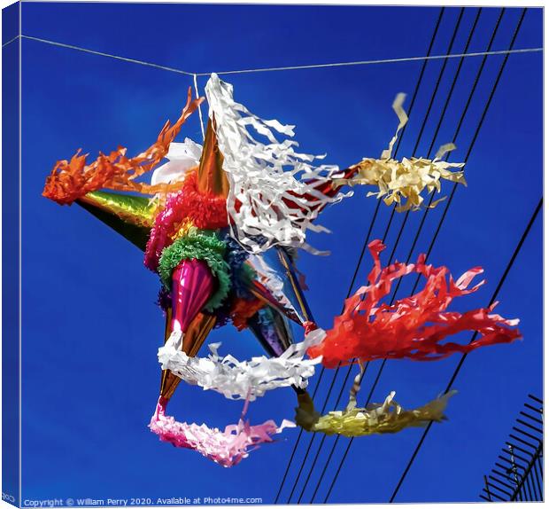 Colorful Mexican Pinata Street Oaxaca Juarez Mexico Canvas Print by William Perry