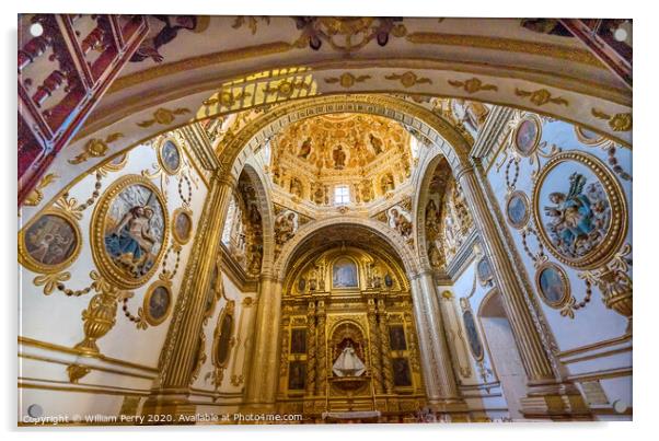 Ornate Ceiling Dome Santo Domingo de Guzman Church Oaxaca Mexico Acrylic by William Perry