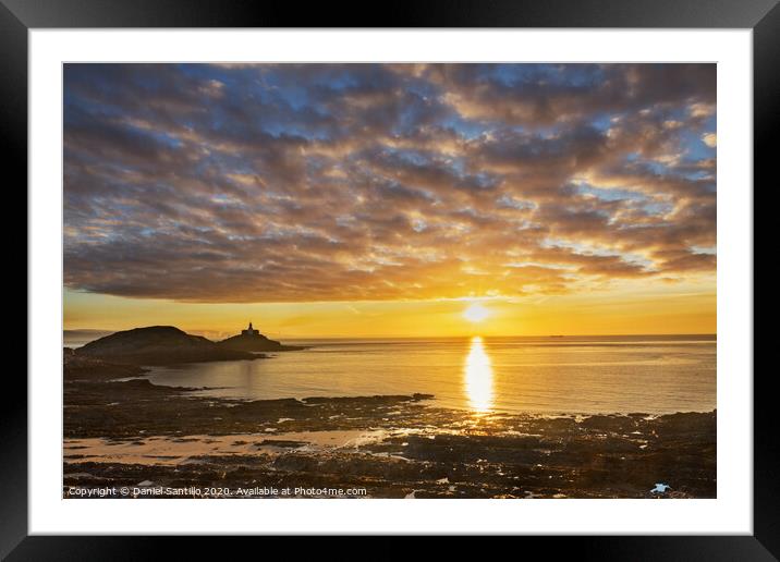 Mumbles Lighthouse, Bracelet Bay Framed Mounted Print by Dan Santillo