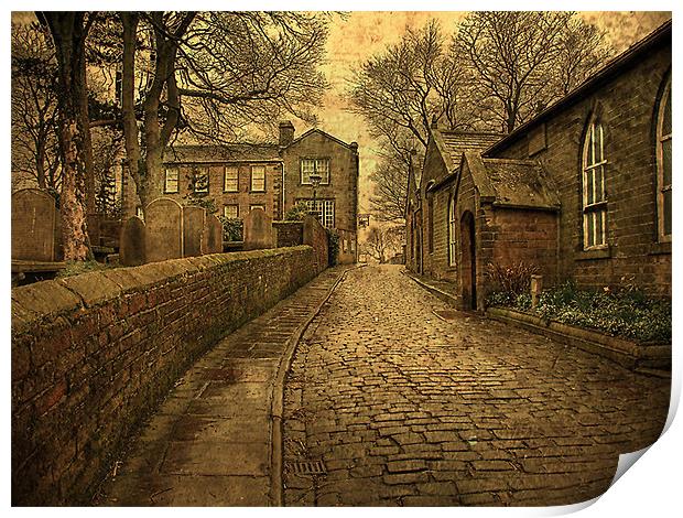 Bronte School and Parsonage. Print by Irene Burdell