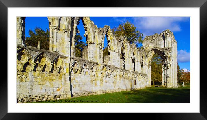 St. Mary's Abbey, York. Framed Mounted Print by Steven Watson