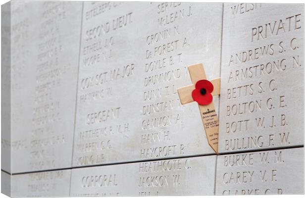 Names on the Menin Gate Memorial to the Missing Canvas Print by Arterra 