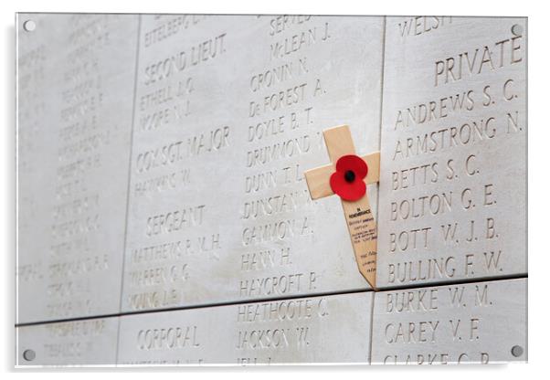 Names on the Menin Gate Memorial to the Missing Acrylic by Arterra 