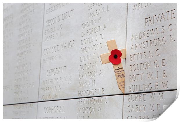 Names on the Menin Gate Memorial to the Missing Print by Arterra 