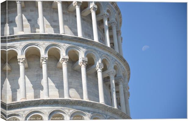 Leaning tower of Pisa and a half Moon Canvas Print by Efraim Gal