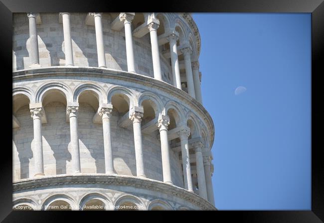 Leaning tower of Pisa and a half Moon Framed Print by Efraim Gal