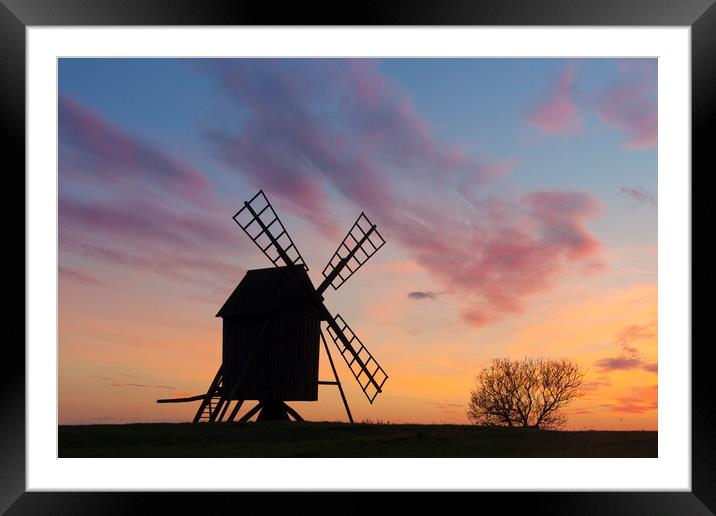 Windmill at Sunset Framed Mounted Print by Arterra 