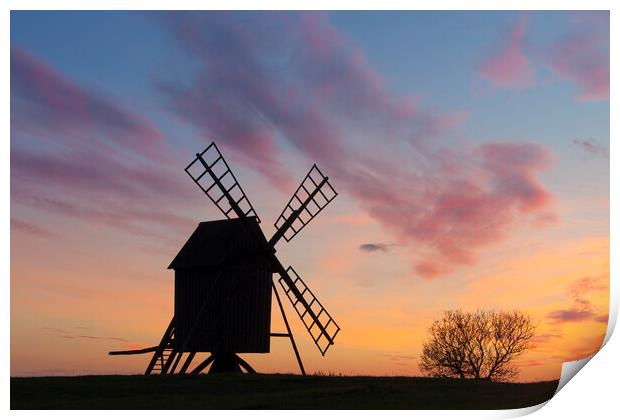 Windmill at Sunset Print by Arterra 