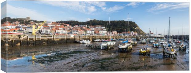 Low tide in Scarborough harbour Canvas Print by Jason Wells