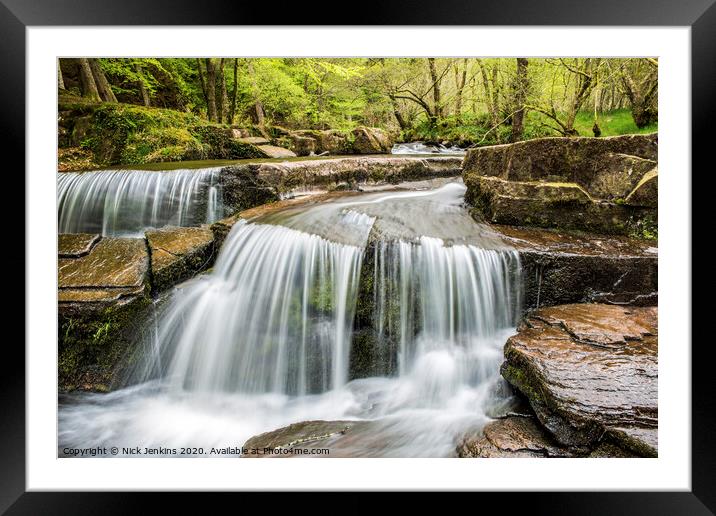 The Taff Fechan Waterfall Central Brecon Beacons Framed Mounted Print by Nick Jenkins