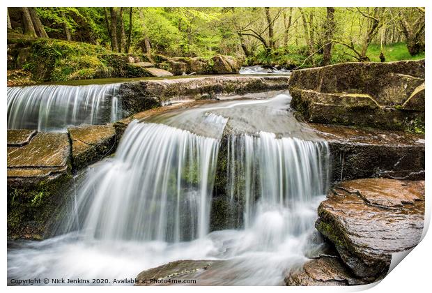 The Taff Fechan Waterfall Central Brecon Beacons Print by Nick Jenkins