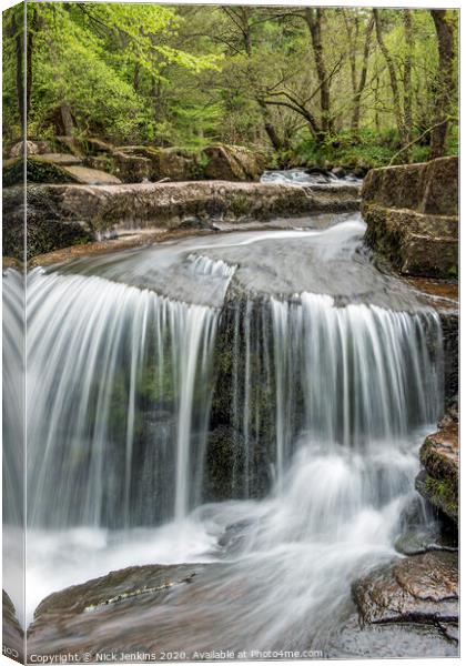 The Taff Fechan Waterfall in May Brecon Beacons Canvas Print by Nick Jenkins